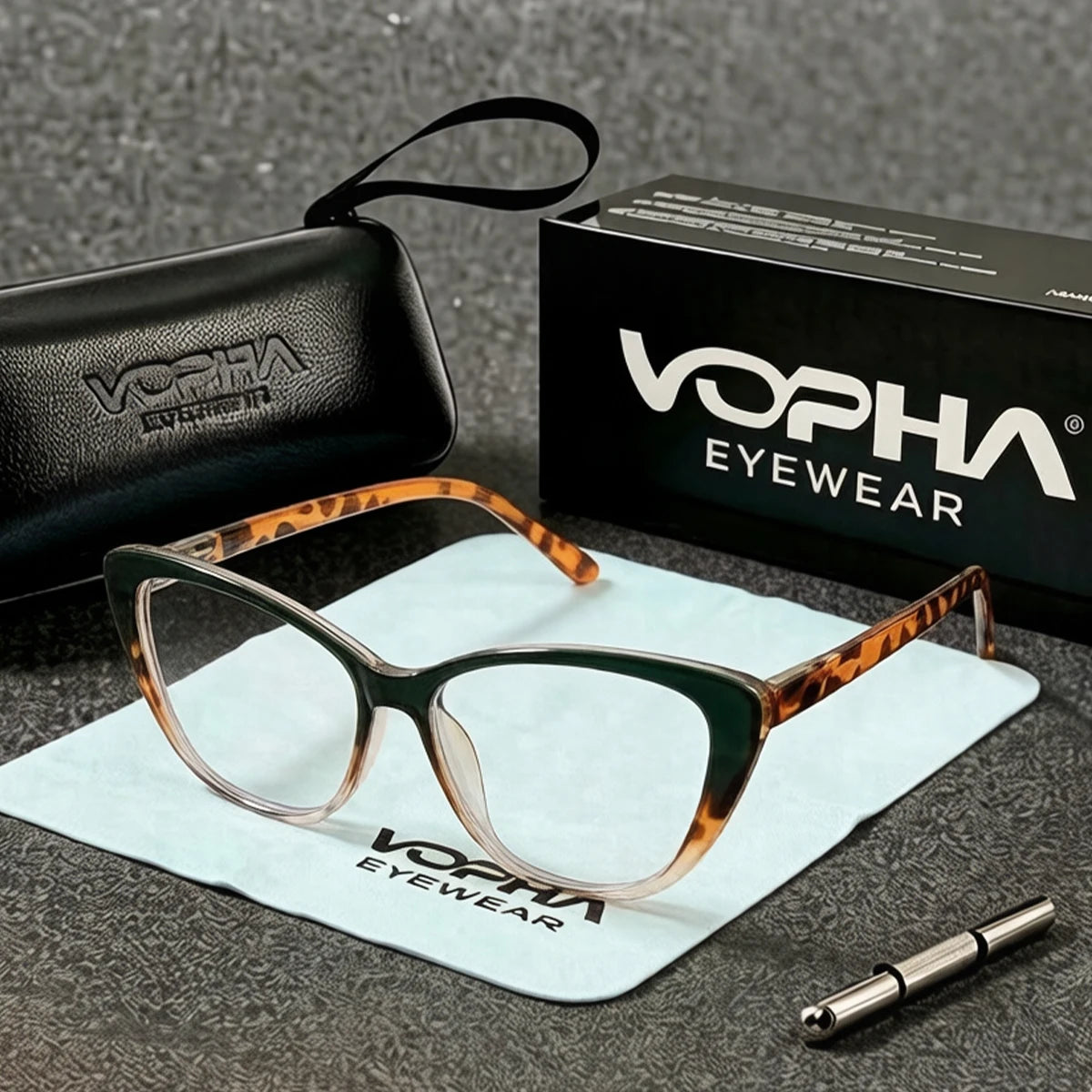 VOPHA Cat-Eye Reading Glasses Anti-Blue Light +1.0–+3.0 Reading Glasses Qst 1.5 Green