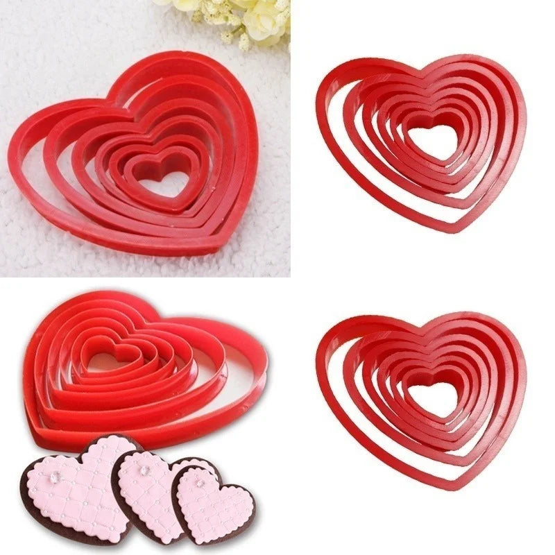 6-Piece Heart Cookie Cutter & Fondant Mold Set | Baking Tools Cookie Cutter Set Qme