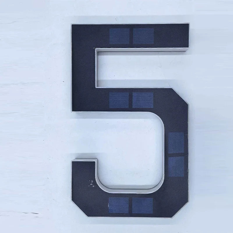 Solar LED House Number Light – Waterproof Modern Address Sign Solar Address Light Qme 4.7 inch digit 5