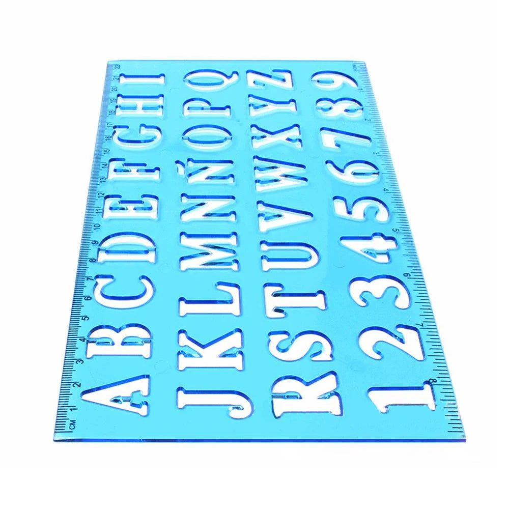Plastic Alphabet & Number Stencil Ruler – Kids Learning Tool Stencil Ruler Qst