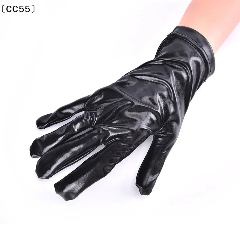 Metallic PU Leather Long Gloves – Punk Cosplay Dance Accessory Costume Gloves Qst