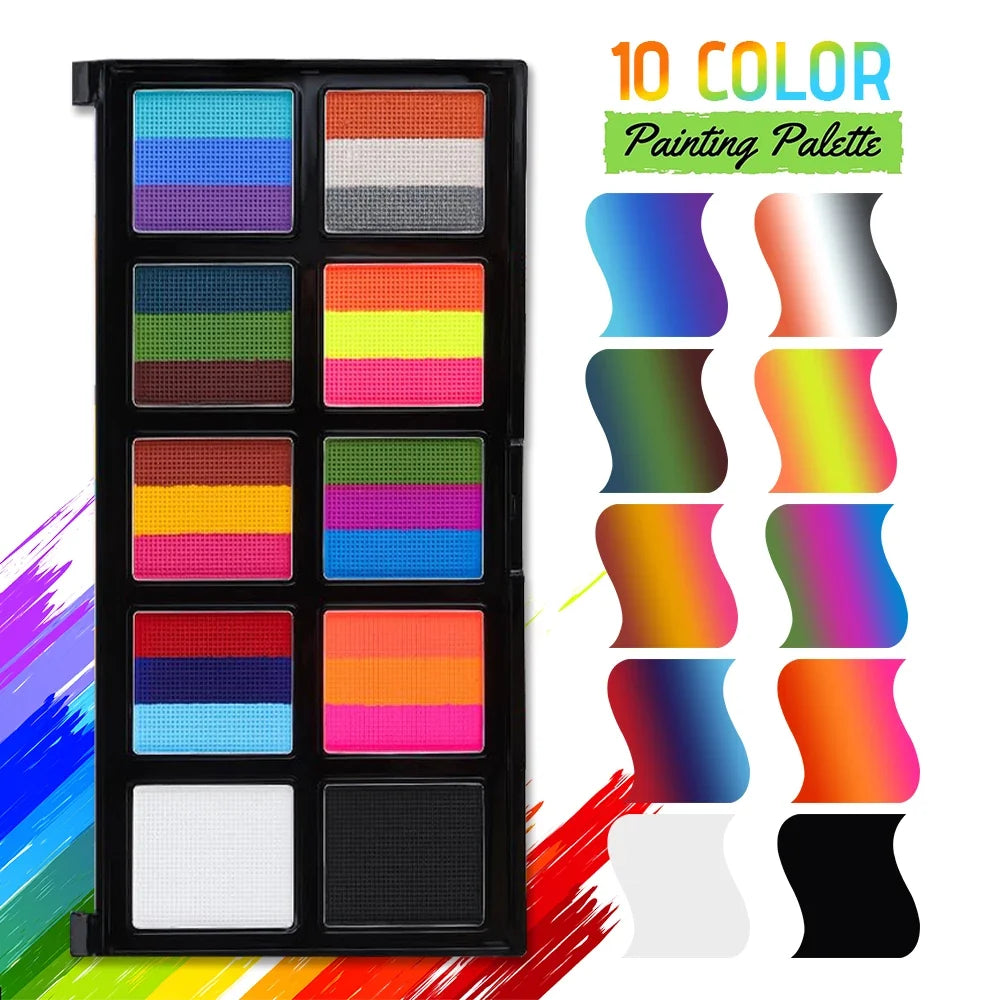 26-Color Face & Body Paint Kit – Brushes, Stencils & Ink Face & Body Paint Kit Qme