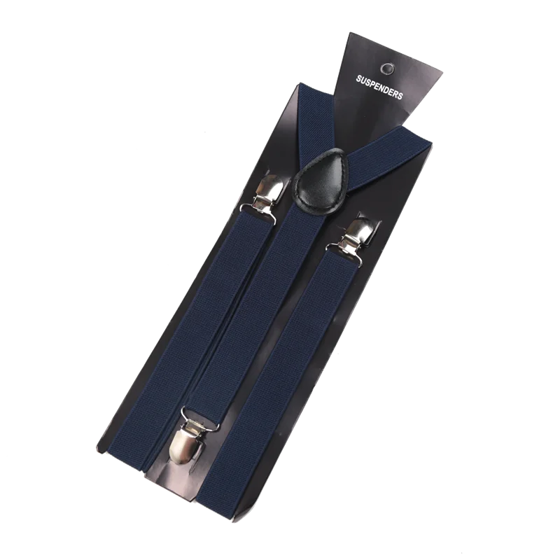 Unisex Elastic Leather Suspenders Braces – 26 Colors Suspenders & Braces Qme Navy Blue China Mainland