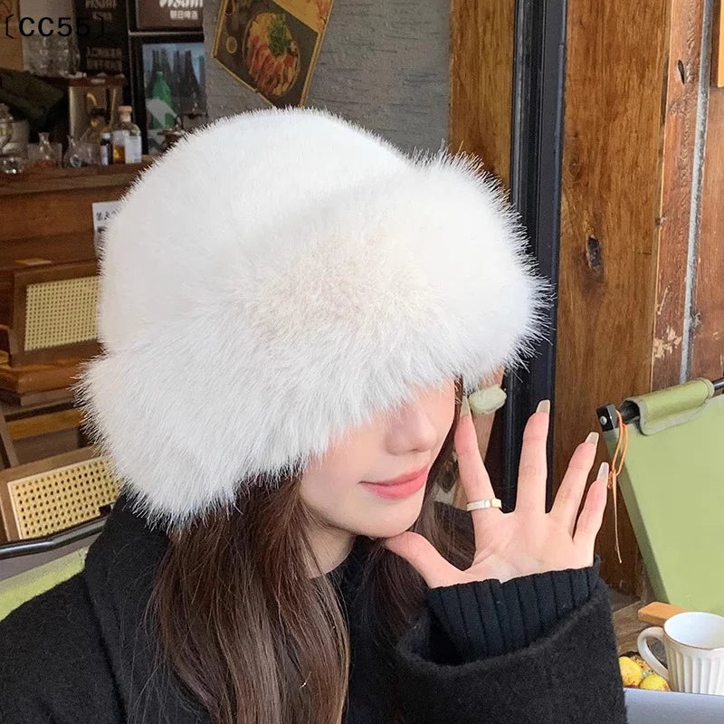 Women's Fluffy Mongolian Plush Hat – Warm Winter Fur Cap Winter Fur Hat Qst