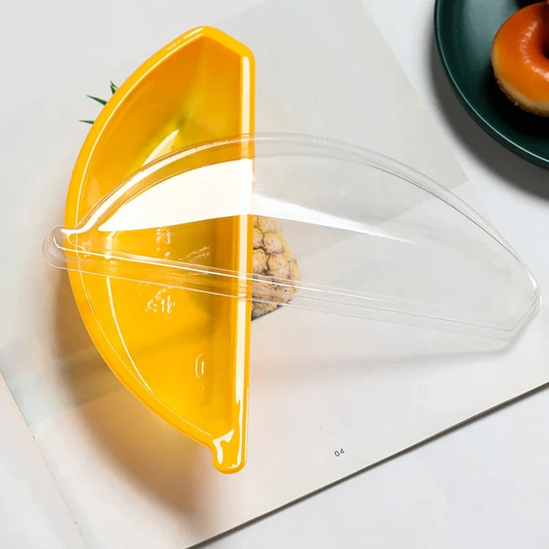 Banana-Shaped Mousse Cake Boxes with Lids – 50 Sets Dessert Packaging Cups Qme