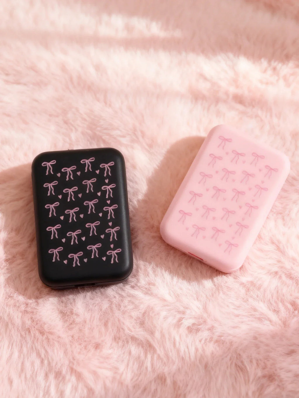 Black Pink Bow TPU Case for Apple MagSafe Power Bank Phone Accessory Case Qme