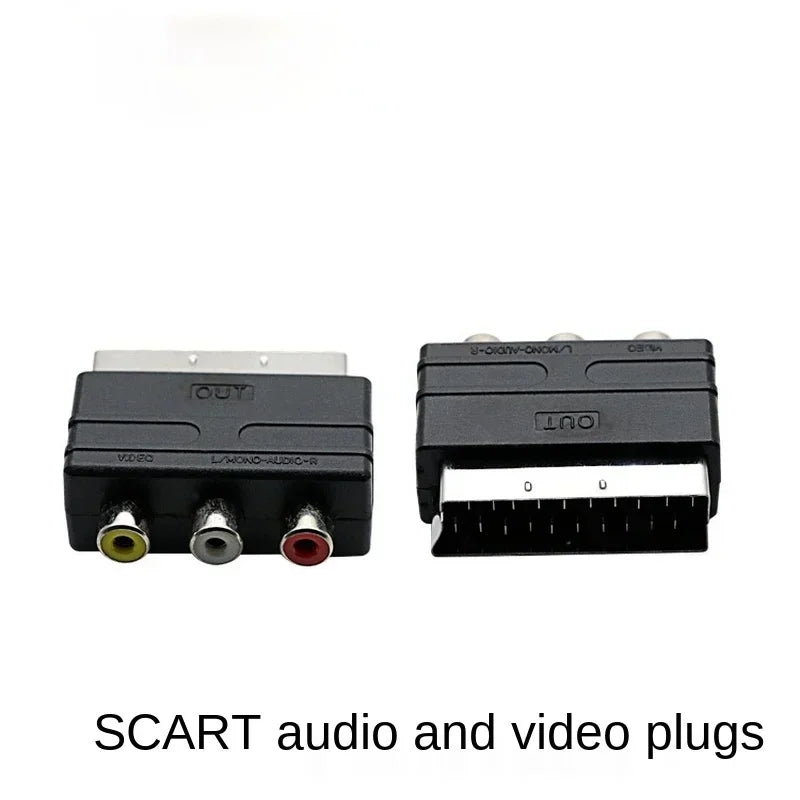 21-Pin SCART to 3-RCA AV Adapter for TV DVD VCR Game Console AV Cable Adapter Qme