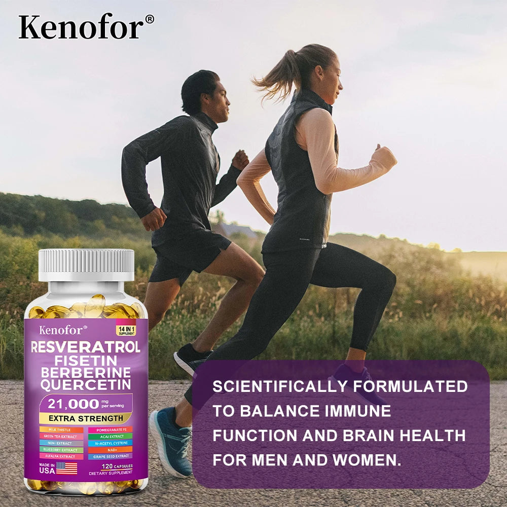 Resveratrol NAD+ Berberine 21000mg Supplement – Non-GMO Caps Antioxidant Supplement Qst