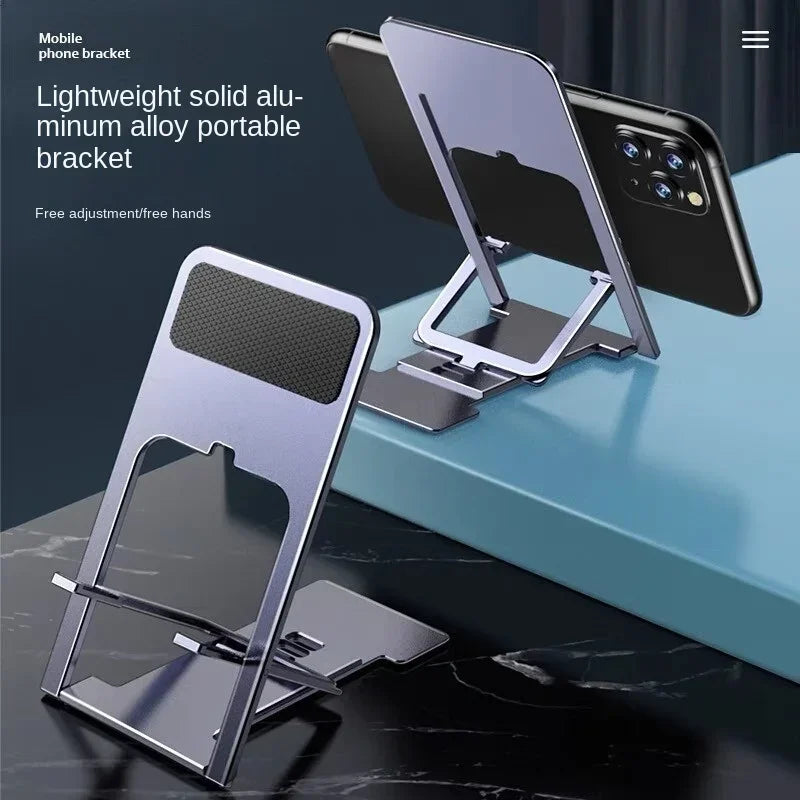 Universal Metal Phone & Tablet Desktop Stand – Adjustable & Foldable Phone & Tablet Stand Qme silver plastic