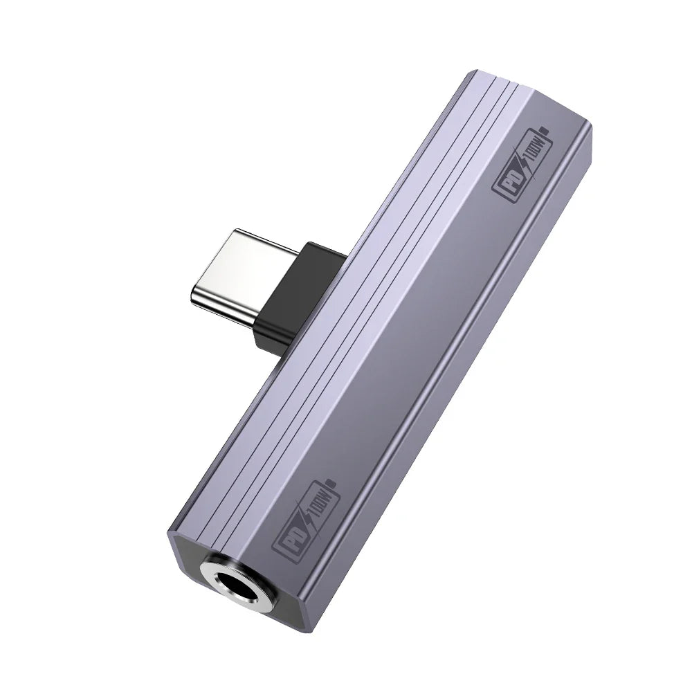 USB-C to 3.5mm Audio Adapter | 100W Fast Charging + Hi-Fi DAC USB-C Audio Adapter Qme PD100W