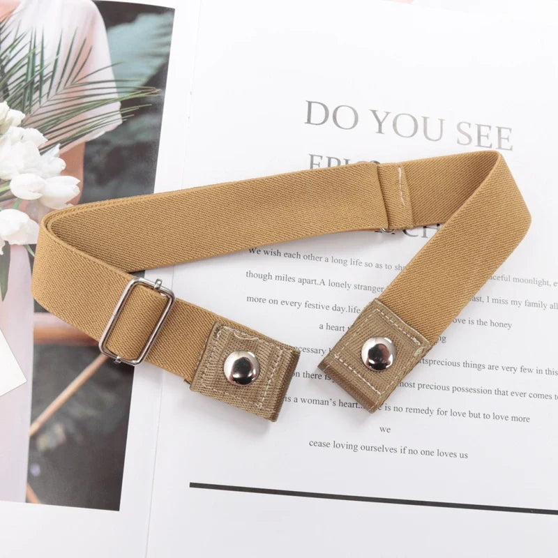 Women's Elastic Buckle-Free Canvas Waist Belt | 29 Colors Elastic Waist Belt Qme BEE-17 length 60-100cm China Mainland