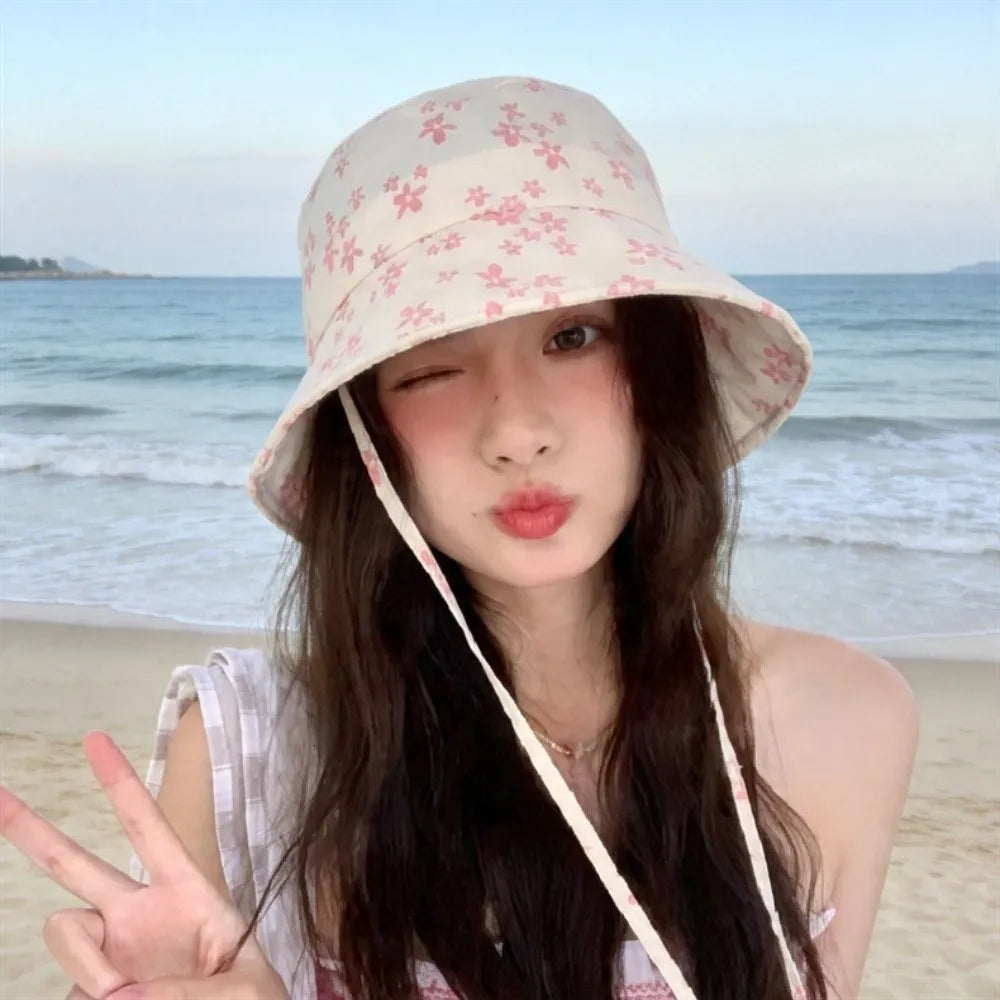 Floral Double-Sided Bucket Hat – Foldable Wide Brim Sun Hat Bucket Hat Qme