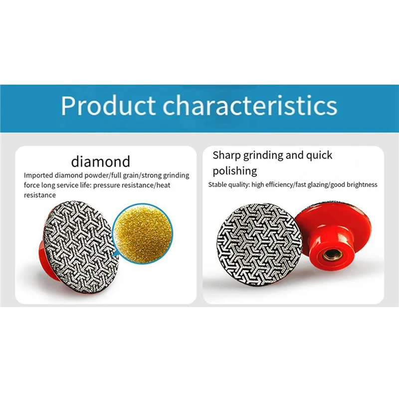 M14 Thread Diamond Hand Polishing Pads 2" Electroplated Sanding Diamond Polishing Pad Qme