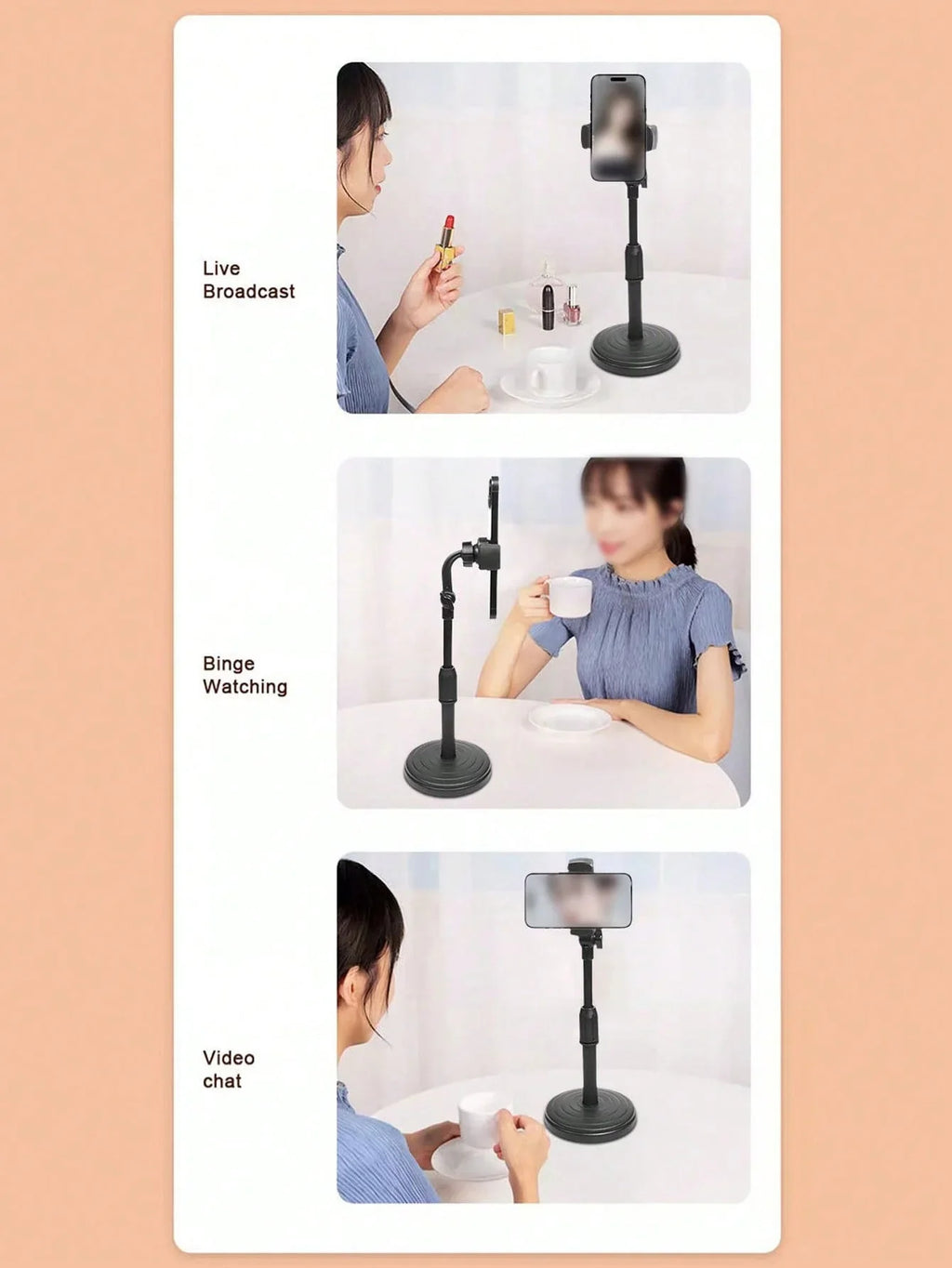 Adjustable Desktop Live Streaming Stand – Phone & Tablet Phone & Tablet Stand Qme