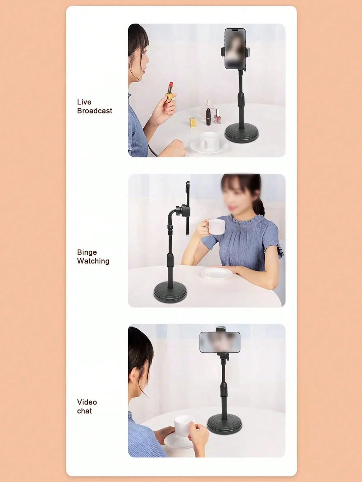 Adjustable Desktop Live Streaming Stand – Phone & Tablet Phone & Tablet Stand Qme