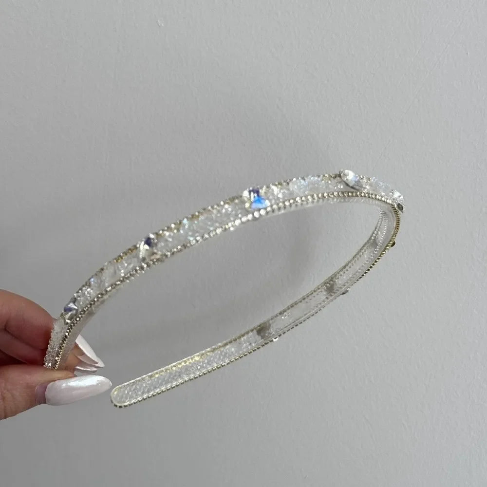 Princess Crystal Rhinestone Headband – Elegant Hair Hoop Crystal Hair Headband Qme Thin