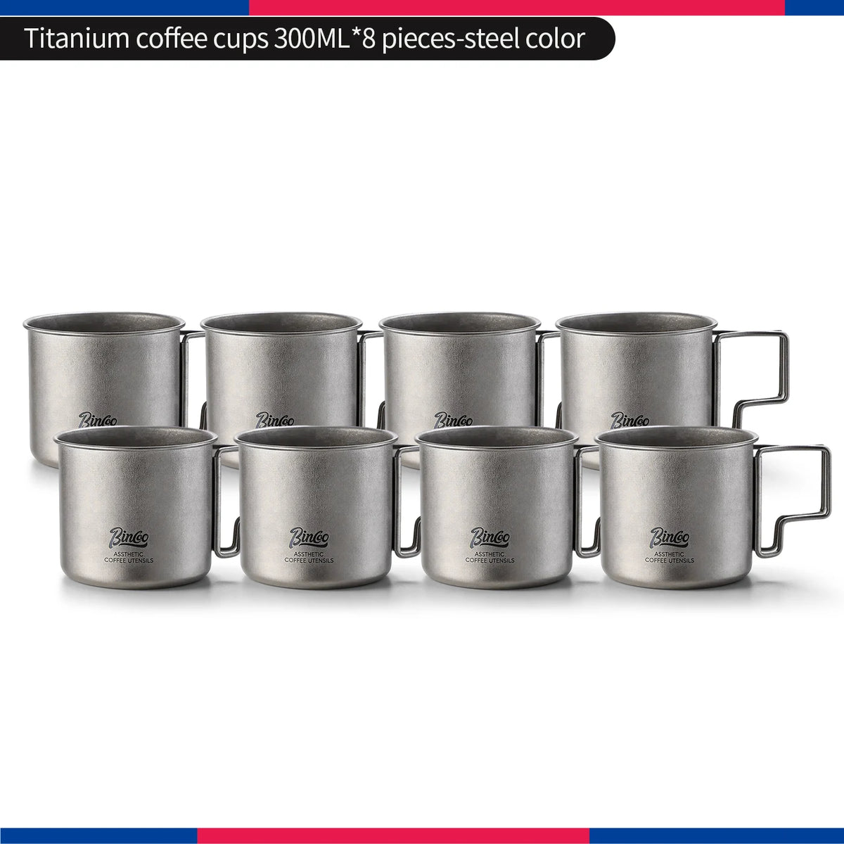Bincoo Pure Titanium Folding Handle Mug – Camping Coffee Cup Titanium Camping Mug Qst A-8pcs