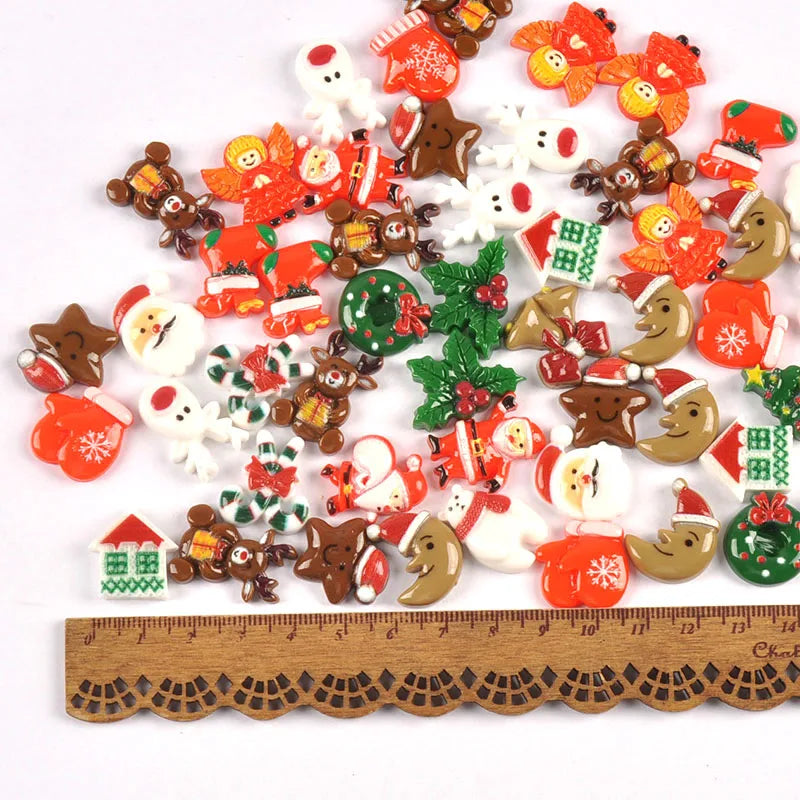 Christmas Resin Flatback Embellishments – Wreath Elk & Sock Resin Craft Embellishments Qme mixed 20pcs