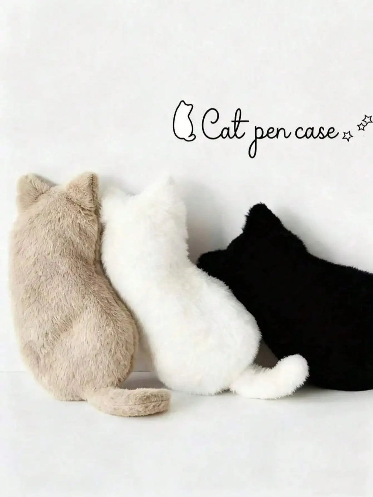 Japanese Cat Plush Pencil Case – Large Capacity Cute Pen Bag Plush Pencil Case Qme