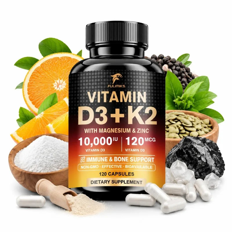 Fulimiks Vitamin D3 K2 Capsules – Magnesium, Zinc & Immune Vitamin Supplement Qst