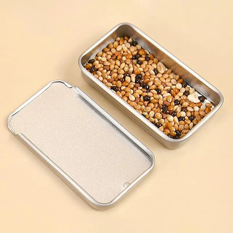 Mini Iron Can Bird Food Storage Box – Compact Parrot Feeder Bird Cage Feeder Qme