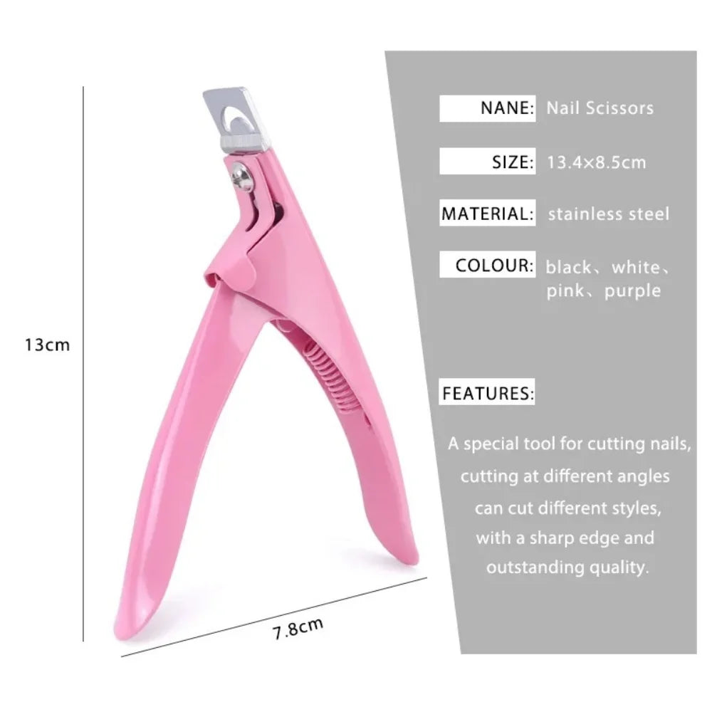 U-Shape False Nail Cutter – Stainless Steel Acrylic Tip Clipper Nail Tip Cutter Qme