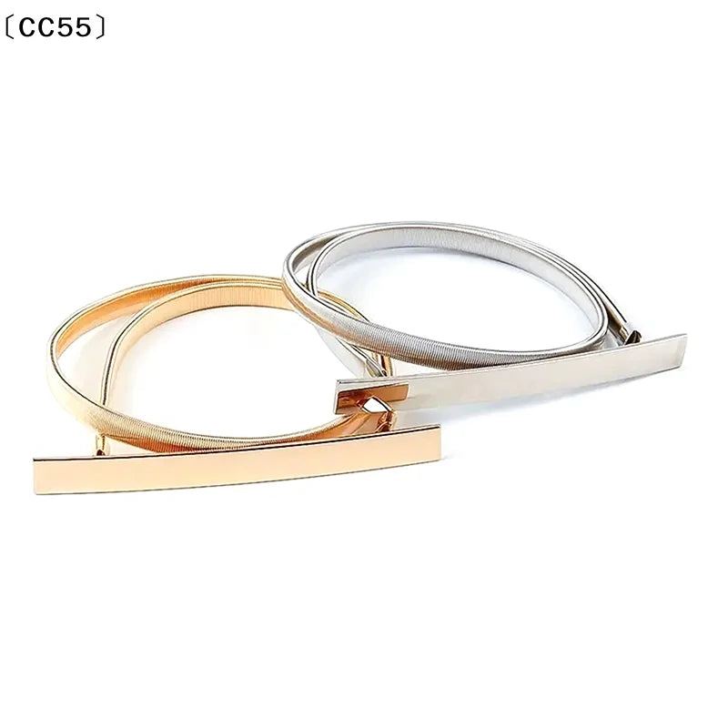 Elastic Gold Silver Metal Chain Belt for Women – Leaf Design Women's Chain Belt Qst