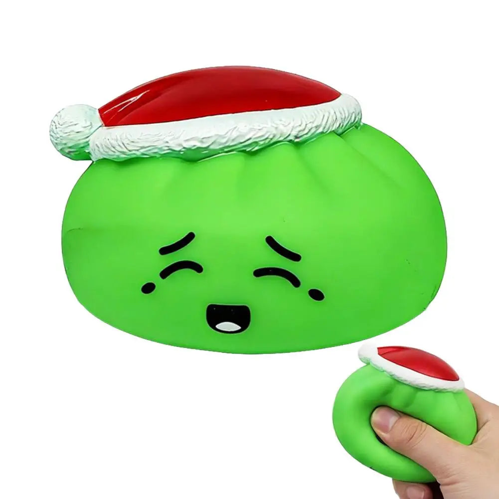Christmas Hat Bun Squishy Squeeze Toy – Funny Sound PVC Novelty Squeeze Toy Qme Green