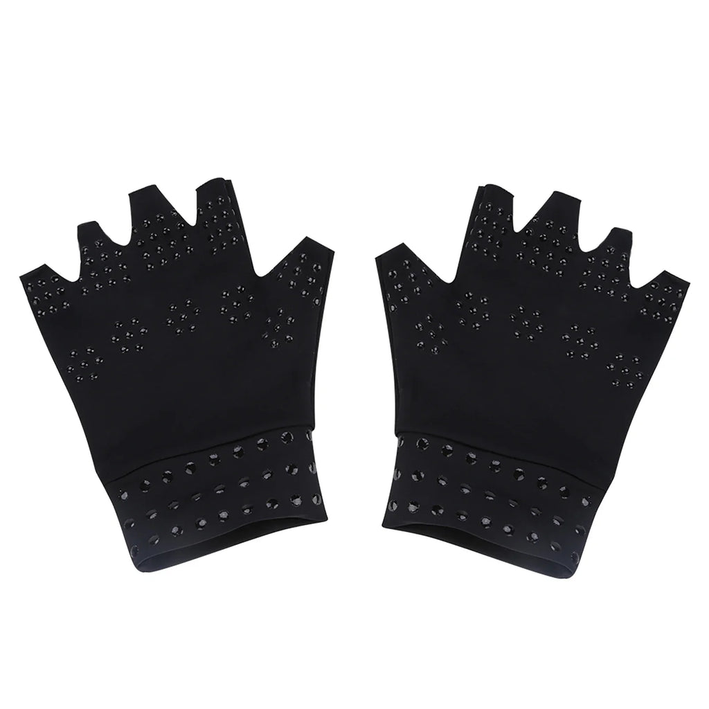 Unisex Nylon Fingerless Compression Gloves – Breathable 1 Pair Fingerless Compression Gloves Qme black