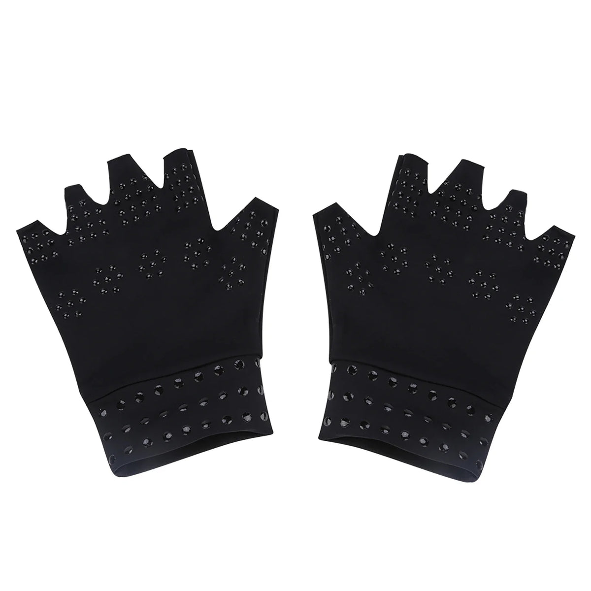Unisex Nylon Fingerless Compression Gloves – Breathable 1 Pair Fingerless Compression Gloves Qme black