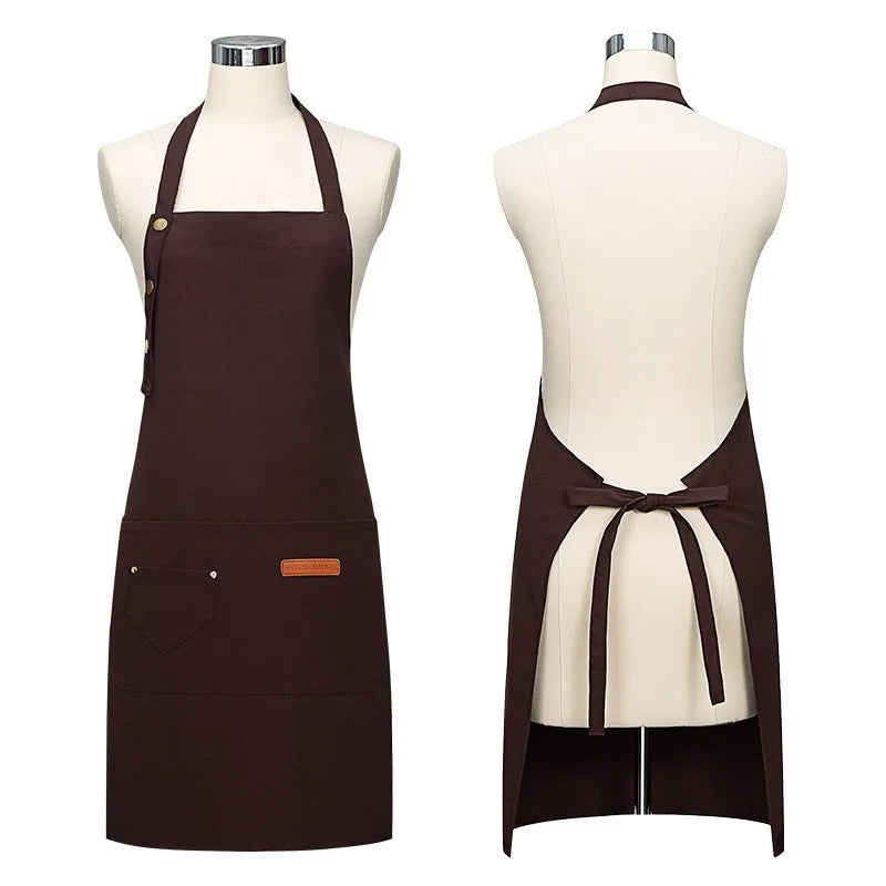 Waterproof Cotton Kitchen Apron | Restaurant & Work Uniform Waterproof Work Apron Qme Brown