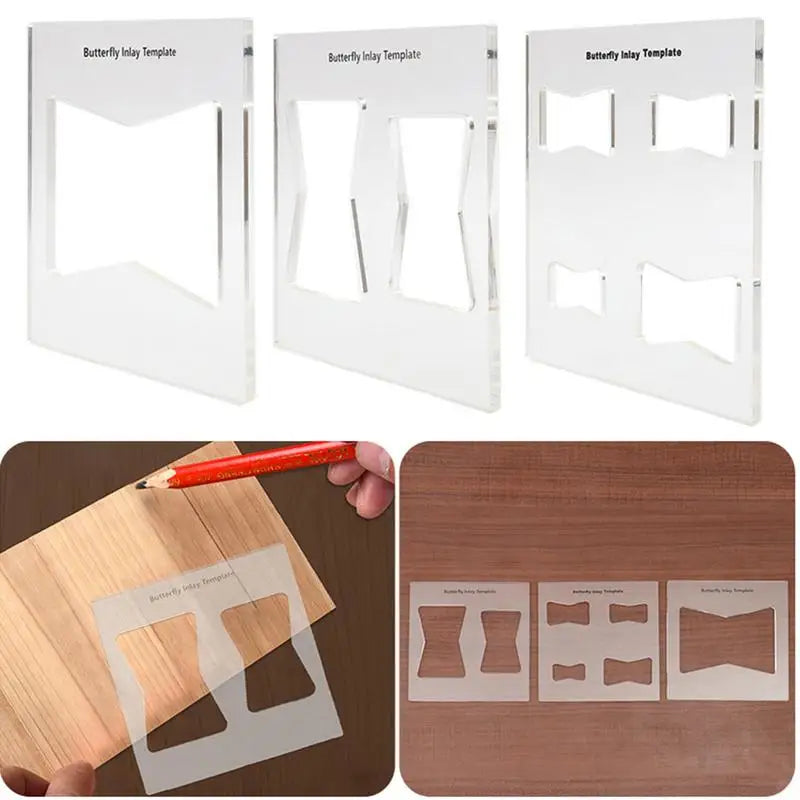 Bowtie Router Template Jig – 3x Acrylic Inlay Tool, Transparent Router Template Jig Qme