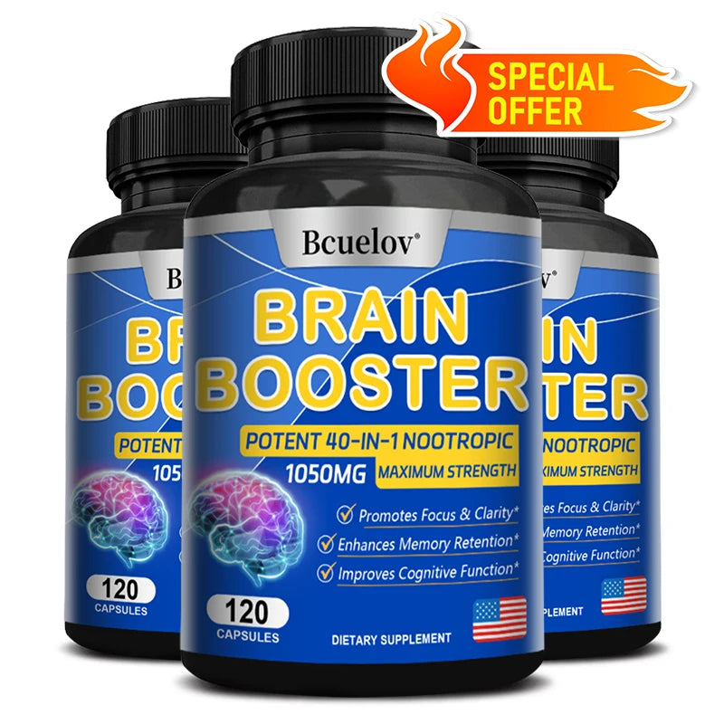 Brain Nutrition Capsules – 40-in-1 Vegan Focus Supplement Brain Health Supplement Qst