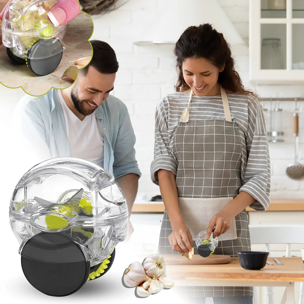 Roller Garlic Chopper Manual Mincer – No-Mess Kitchen Tool Garlic Roller Chopper Qme Black
