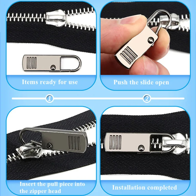 Zipper Slider Puller Repair Kit – 8 Colors, No Tools Needed Zipper Repair Kit Qme