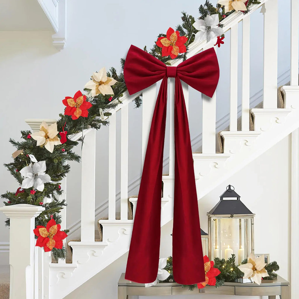 Large Christmas Tree Bow Topper – Velvet Holiday Decor Bow Christmas Tree Bow Topper Qme