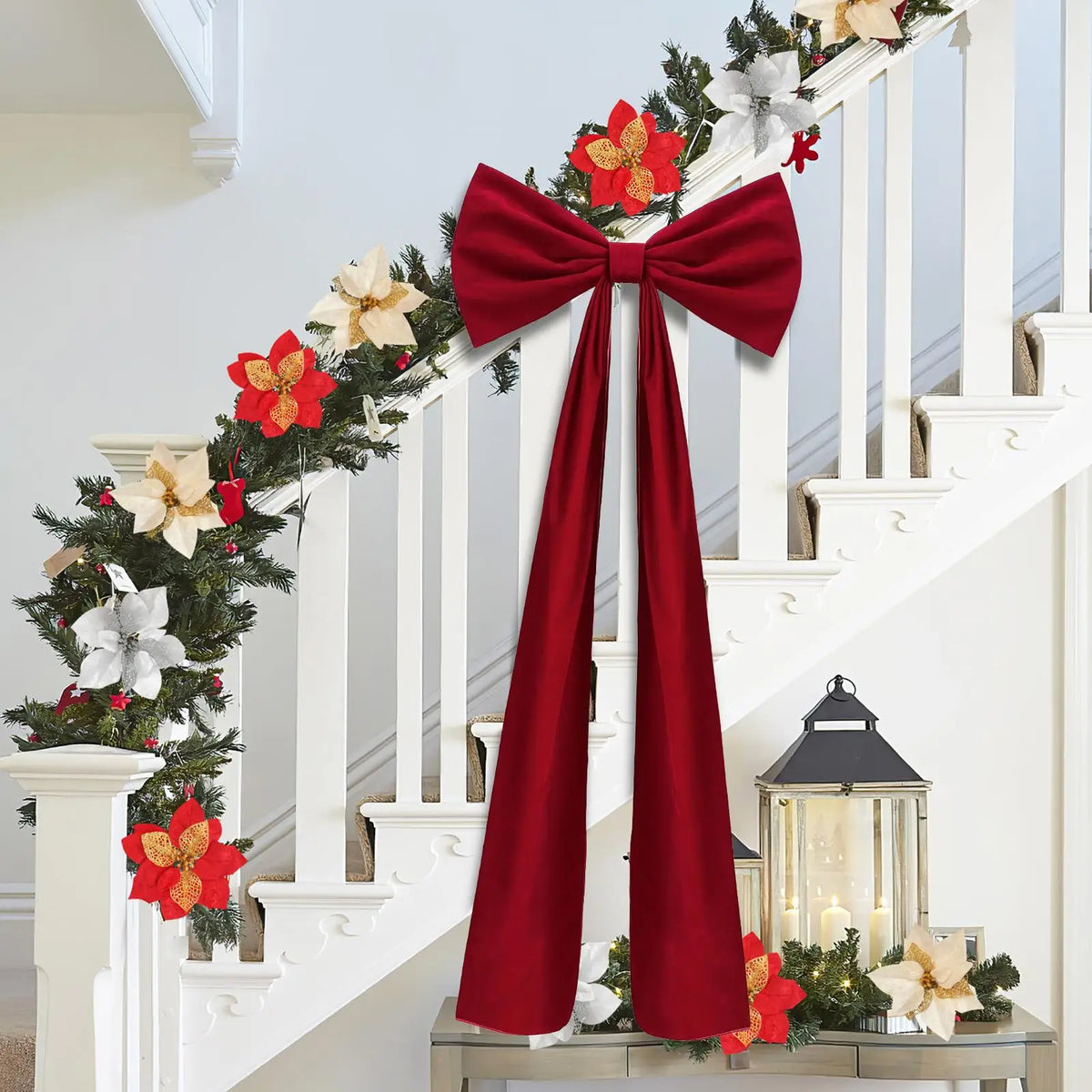 Large Christmas Tree Bow Topper – Velvet Holiday Decor Bow Christmas Tree Bow Topper Qme