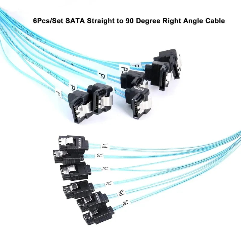 SATA 7-Pin 180° to 90° Right Angle SSD Hard Drive Data Cable SATA Data Cable Qme