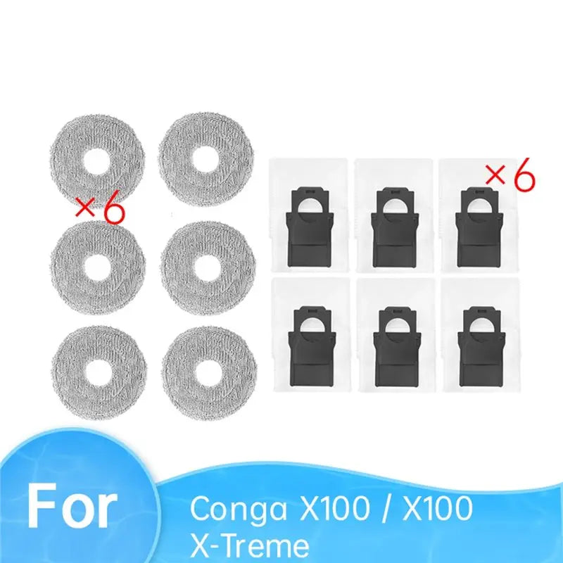 12-Pc Conga X100 X-Treme Robot Vacuum Mop & Dust Bag Kit Vacuum Replacement Kit Qst