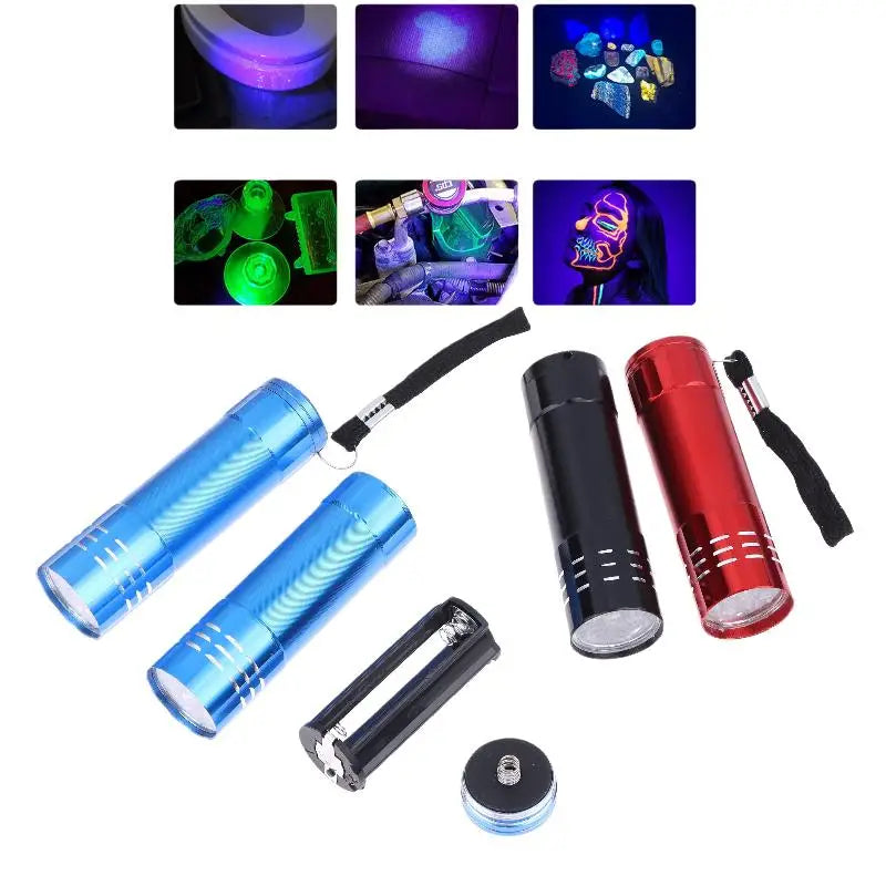 Mini UV Flashlight 395nm 9 LED Compact Black Light Torch UV Flashlight Qme
