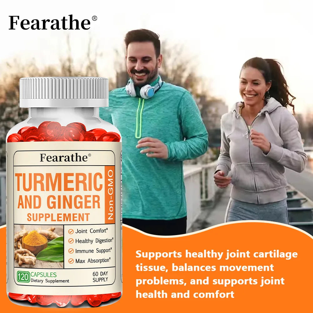 Turmeric Curcumin Capsules with Ginger & Black Pepper | Fearathe Herbal Supplement Qst