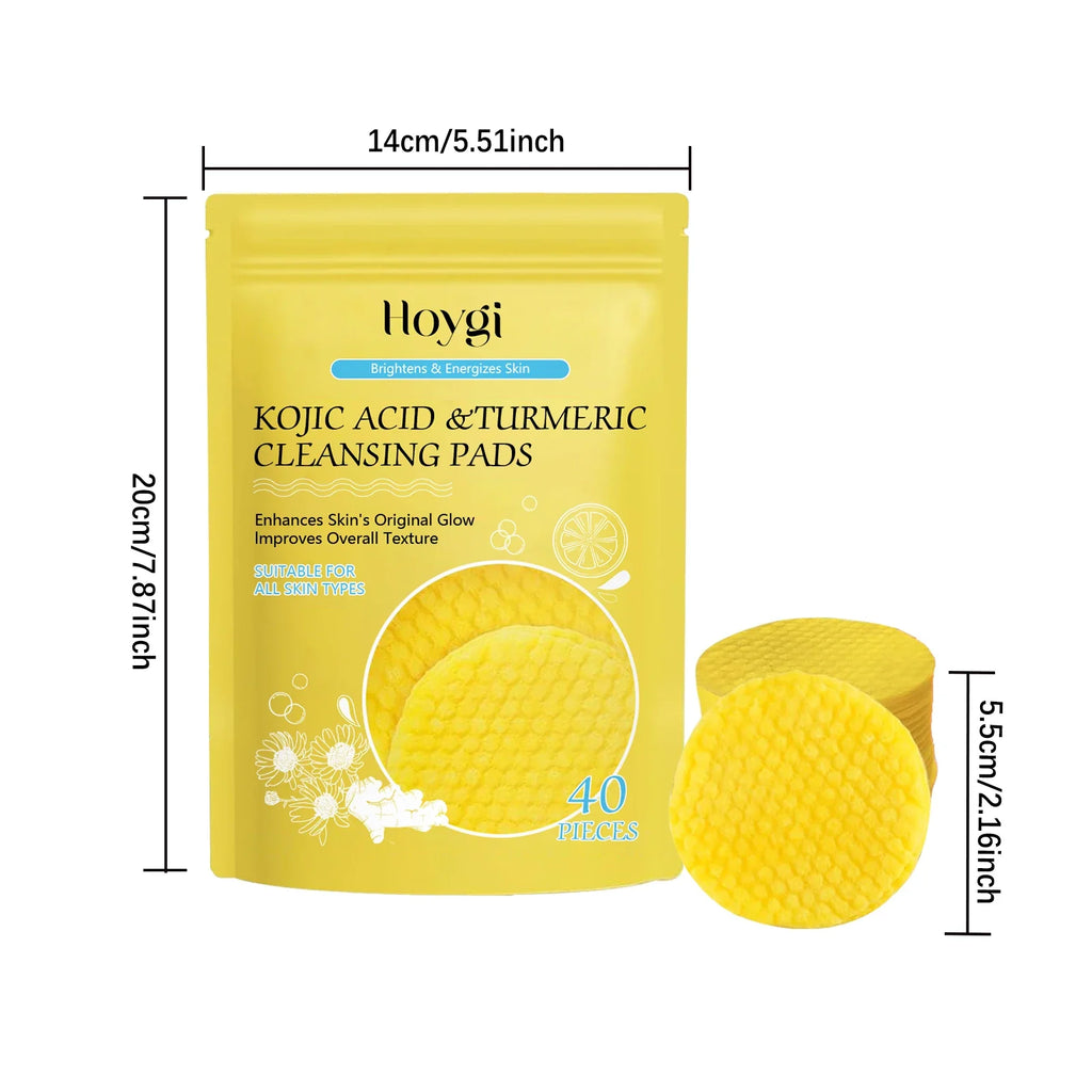 Turmeric & Kojic Acid Cleansing Pads – Pore Cleanser & Makeup Remover Facial Cleansing Pads Qme