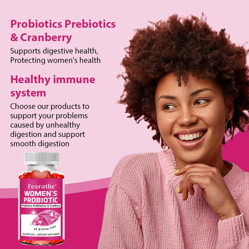 Women's Probiotic Capsules with Prebiotics & Cranberry 50B CFU Probiotic Supplement Qst