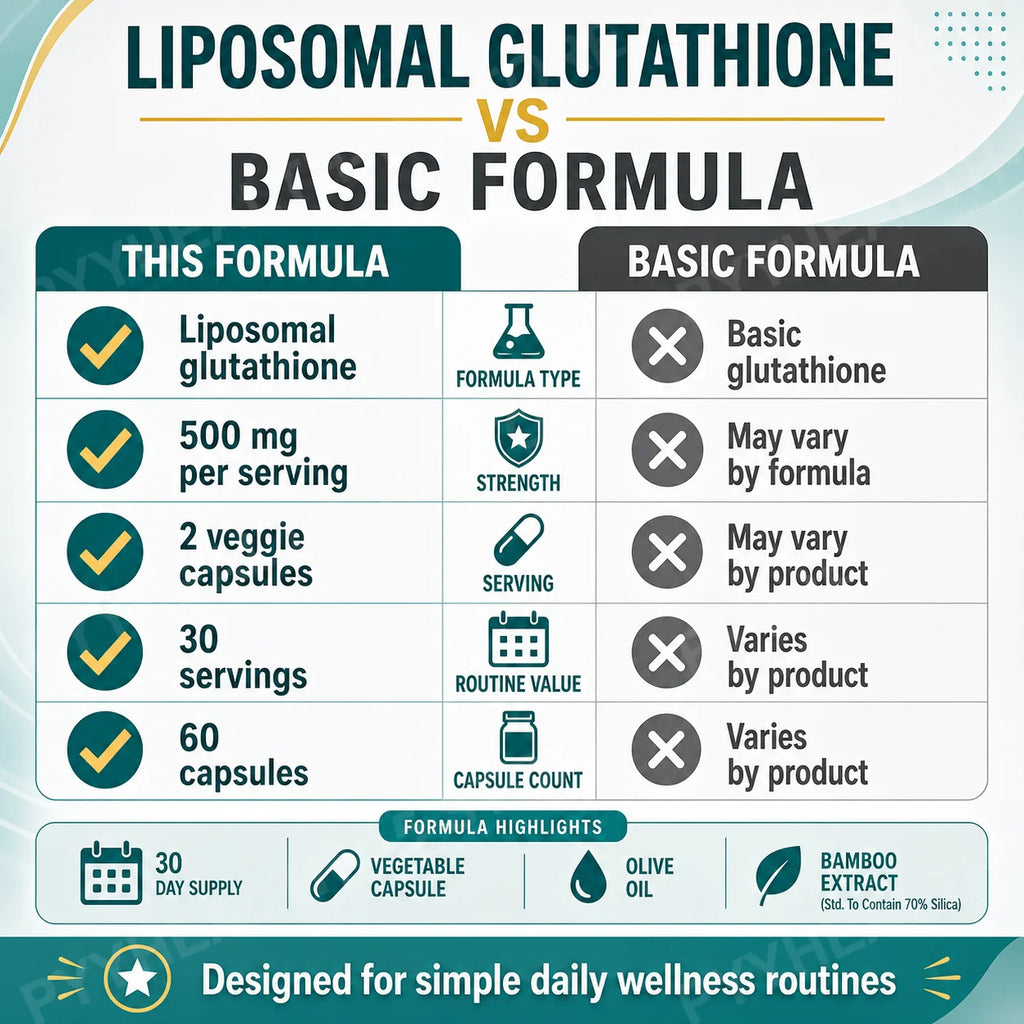 Liposomal Glutathione 500mg – High Absorption Antioxidant, 60 Caps Antioxidant Supplement Qst