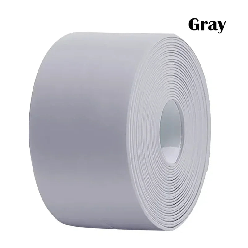 Waterproof PVC Self-Adhesive Sealing Tape Strip – Kitchen & Bath Sealing Tape Strip Qme 6.4M(21 Feet) Grey 3.8CM(1.5inch)
