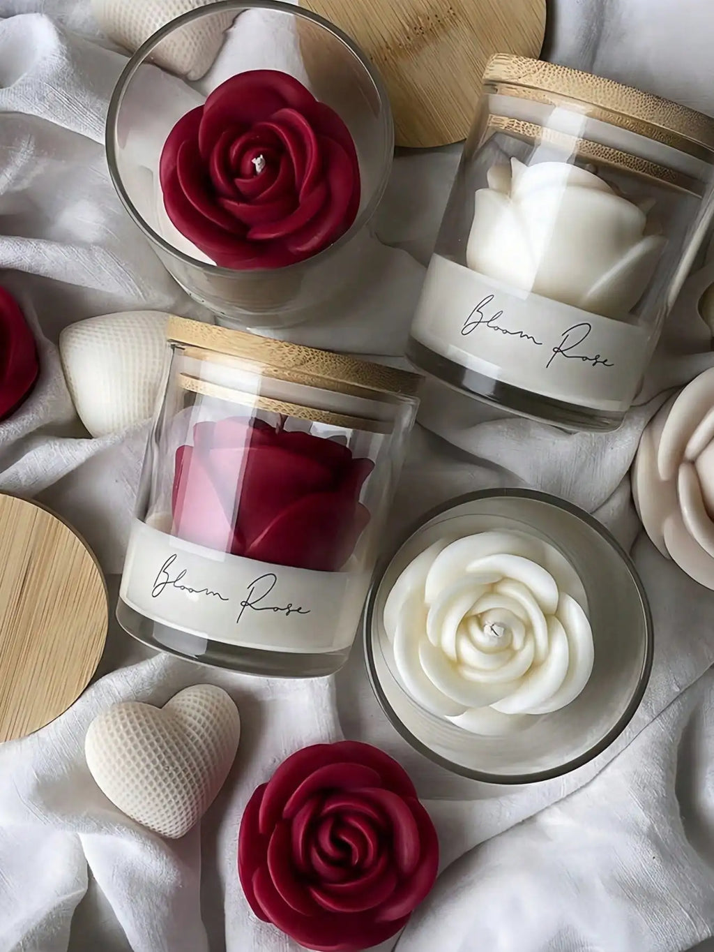 Rose Fragrance Soy Wax Candle | Straight Cup | 3 Colors Fragrance Candle Qme