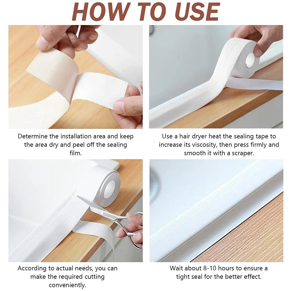 Self-Adhesive Waterproof Caulk Sealing Tape – Kitchen & Bathroom Caulk Sealing Tape Qme
