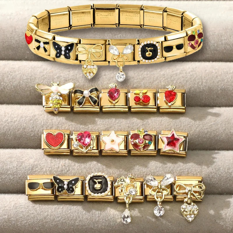 Italian Charm Links 9mm – Stainless Steel DIY Bracelet Charms Italian Charm Links Qme