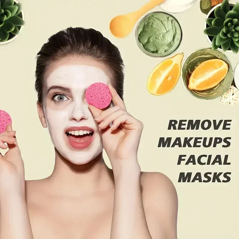 Compressed Facial Sponges – Wood Pulp Cleansing & Makeup Removal Facial Cleansing Sponge Qme