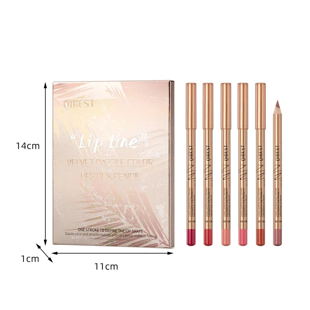 QIBEST 12-Color Matte Waterproof Lip Liner Pencil Set Lip Liner Set Qme